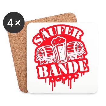 Säufer Bande Bier - Untersetzer (4er-Set) - Weiß - Vorne