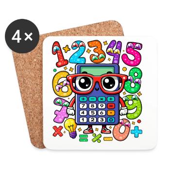 Robot mathématique fantaisiste avec chiffres numérotés - Dessous de verre (lot de 4) - blanc - Devant