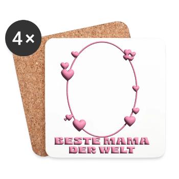 Meilleure maman du monde – Heart Frame - Dessous de verre (lot de 4) - blanc - Devant
