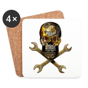 Steampunk skull with tools - Coasters (set of 4) - white - Front
