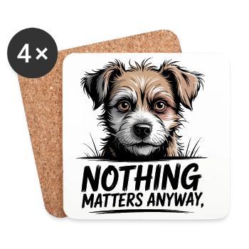 Citation de chien drôle - Dessous de verre (lot de 4) - blanc - Devant