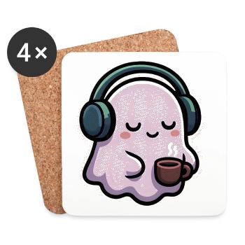 Entspannter Geist mit Kopfhörern und Kaffee - Untersetzer (4er-Set) - Weiß - Vorne