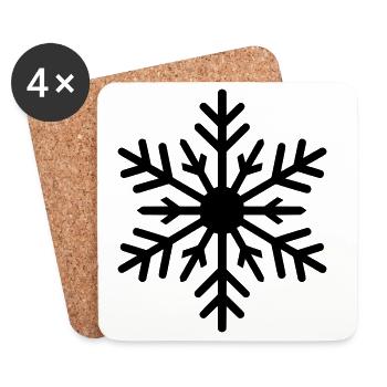 Flocon de neige, cristal de glace, couleur variable - Dessous de verre (lot de 4) - blanc - Devant