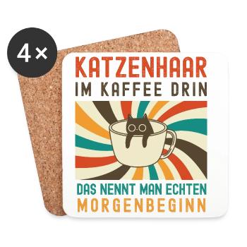 Cat Hair in Coffee – Humorous Morning Start - Coasters (set of 4) - white - Front