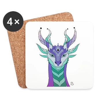 Fantasievoller Drachenkopf in Pastellfarben - Untersetzer (4er-Set) - Weiß - Vorne