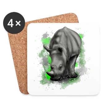 Nashorn - Untersetzer (4er-Set) - Weiß - Vorne