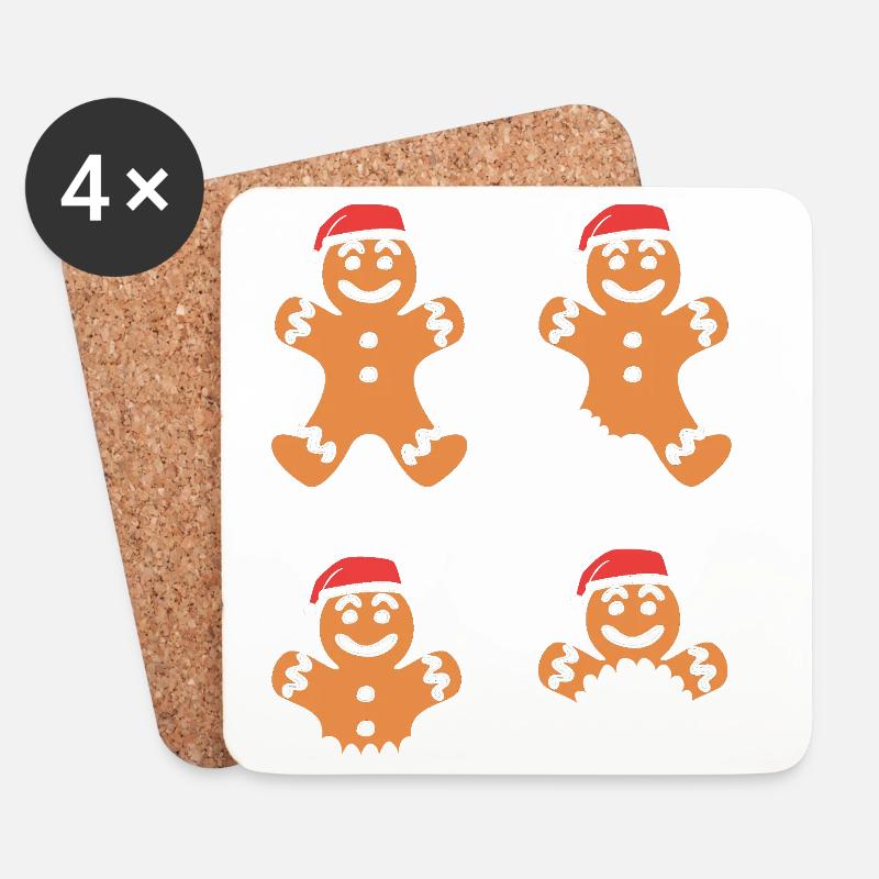 Lebkuchen Weihnachten Lebkuchenmann Gingerbread - Untersetzer (4er-Set) - Weiß