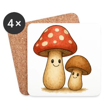Playful mushroom motifs for children and nature fans - Coasters (set of 4) - white - Front