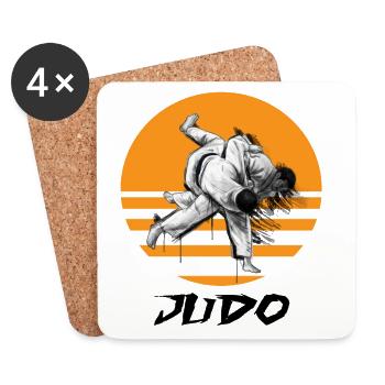 Judo-Kampfkunst Motiv mit Dynamik - Untersetzer (4er-Set) - Weiß - Vorne