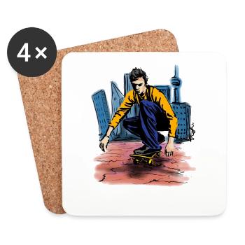 Urban Skate Neon City Rider - Coasters (set of 4) - white - Front