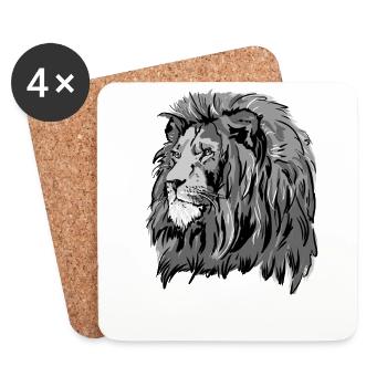 Lion's head in grayscale - Coasters (set of 4) - white - Front
