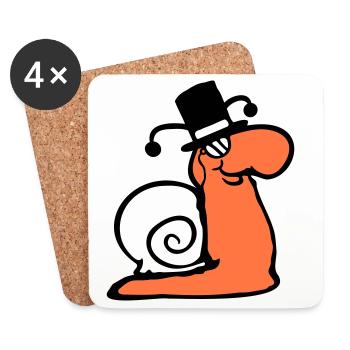 M. Escargot Sir Lord Rich Monocle Verres Cylindre - Dessous de verre (lot de 4) - blanc - Devant