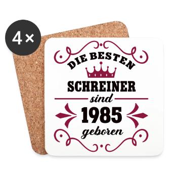 Carpenter Birthday Vintage 1985 Carpenter 85 - Coasters (set of 4) - white - Front