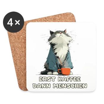 Erst Kaffee Dann Menschen - Untersetzer (4er-Set) - Weiß - Vorne