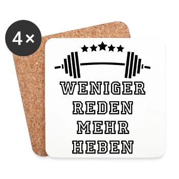 Weniger Reden GYM: Fokus & Power - Untersetzer (4er-Set) - Weiß - Vorne