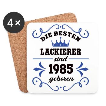 Peintre Anniversaire Vintage 1985 Collègue Né - Dessous de verre (lot de 4) - blanc - Devant