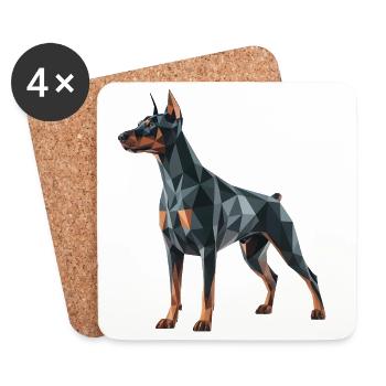 Doberman - Cool Low Poly  Logo - Coasters (set of 4) - white - Front