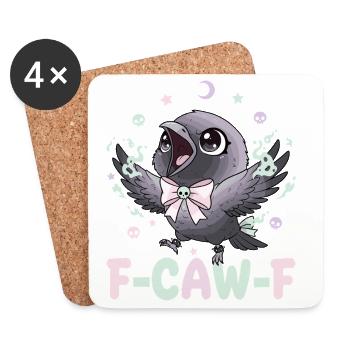 Kawaii Pastel Goth Noir Corbeau F-Caw-F - Dessous de verre (lot de 4) - blanc - Devant