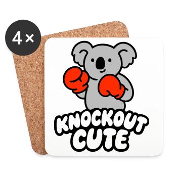 Knockout Cute Koala mit Boxhandschuhen - Untersetzer (4er-Set) - Weiß - Vorne