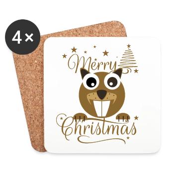 Merry Chrysstmans Eichhornchen - Untersetzer (4er-Set) - Weiß - Vorne