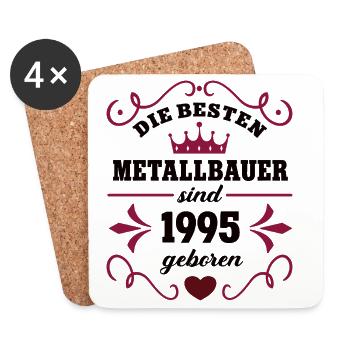 1995 Metalworker Birthday Colleague Metal Construction - Coasters (set of 4) - white - Front