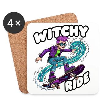 Witchy Ride Skateboard Animation - Coasters (set of 4) - white - Front
