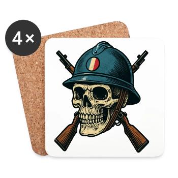 France - Poilu Helmet - Coasters (set of 4) - white - Front