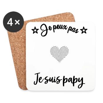 PAPY. PAPA. FÊTE DES PÈRES. BONNE FÊTE PAPA - Dessous de verre (lot de 4) - blanc - Devant