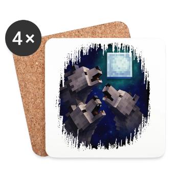 Retro Pixel Art 3 Wolfs Held heult den Mond an - Untersetzer (4er-Set) - Weiß - Vorne