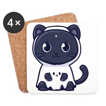 Panther Halloween Ghost - Coasters (set of 4) - white - Front