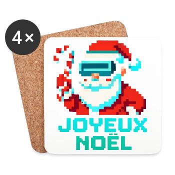 Santa Pixel VR Joyeux Noël - Dessous de verre (lot de 4) - blanc - Devant