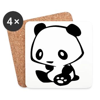 Kawaii Panda – Süßer Manga Bär Bambus - Untersetzer (4er-Set) - Weiß - Vorne
