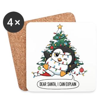 Clumsy Penguin Christmas Tree Fairy Lights - Coasters (set of 4) - white - Front
