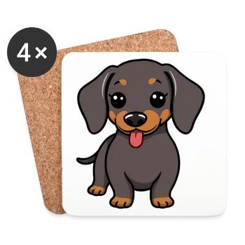 Dachshund Dog - Coasters (set of 4) - white - Front