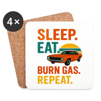 Dormir Manger Brûler Gaz Répéter - Dessous de verre (lot de 4) - blanc - Devant