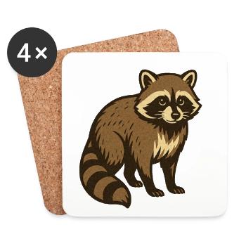 Waschbär Zeichnung - Untersetzer (4er-Set) - Weiß - Vorne