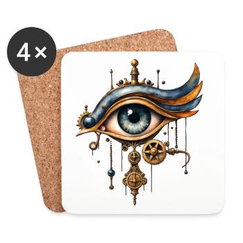 Oeil mécanique steampunk - Dessous de verre (lot de 4) - blanc - Devant