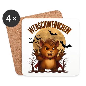 Vampirhamster  Meerschweinchen als Werwolf - Untersetzer (4er-Set) - Weiß - Vorne