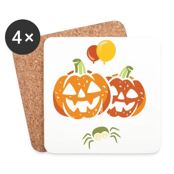 Halloween Party Pumpkins with Spider - Coasters (set of 4) - white - Front