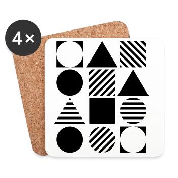 Bauhaus Design d’art géométrique - Dessous de verre (lot de 4) - blanc - Devant