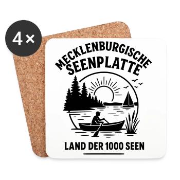 Région des lacs du Mecklembourg - Dessous de verre (lot de 4) - blanc - Devant