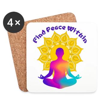 Find a Peace Within Mandala Glow - Coasters (set of 4) - white - Front