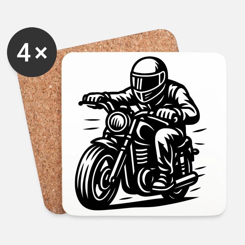 Biker - Untersetzer (4er-Set) - Weiß