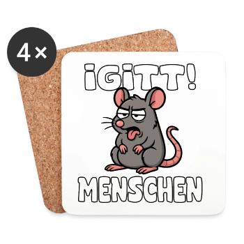 Rat avec Langue iGITt HUMANS - Dessous de verre (lot de 4) - blanc - Devant
