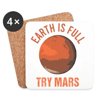 Mars Planet Weltraum Vintage Rakete	 - Untersetzer (4er-Set) - Weiß - Vorne