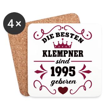 1995 Plombier Anniversaire Collègue Plomberie - Dessous de verre (lot de 4) - blanc - Devant