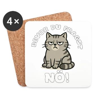 Grimmige Katze Nein Bevor Du Fragst - Untersetzer (4er-Set) - Weiß - Vorne