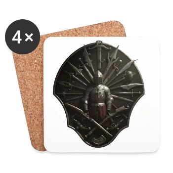 Crusader Shield Circle with Weapons - Coasters (set of 4) - white - Front