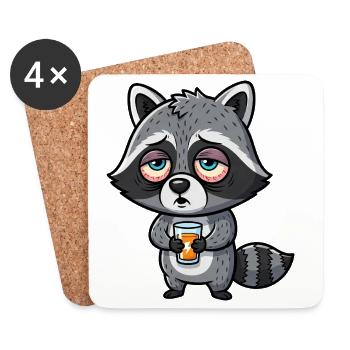 Waschbär Energie Kraftlos Morgenmuffel Koffein  - Dessous de verre (lot de 4) - blanc - Devant