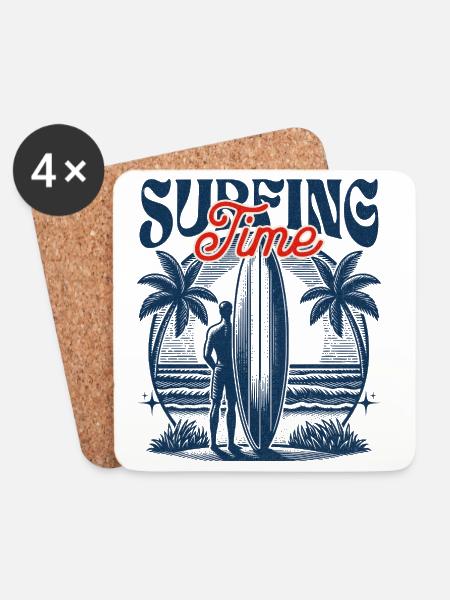 Surfing Time - Coasters (set of 4) - white